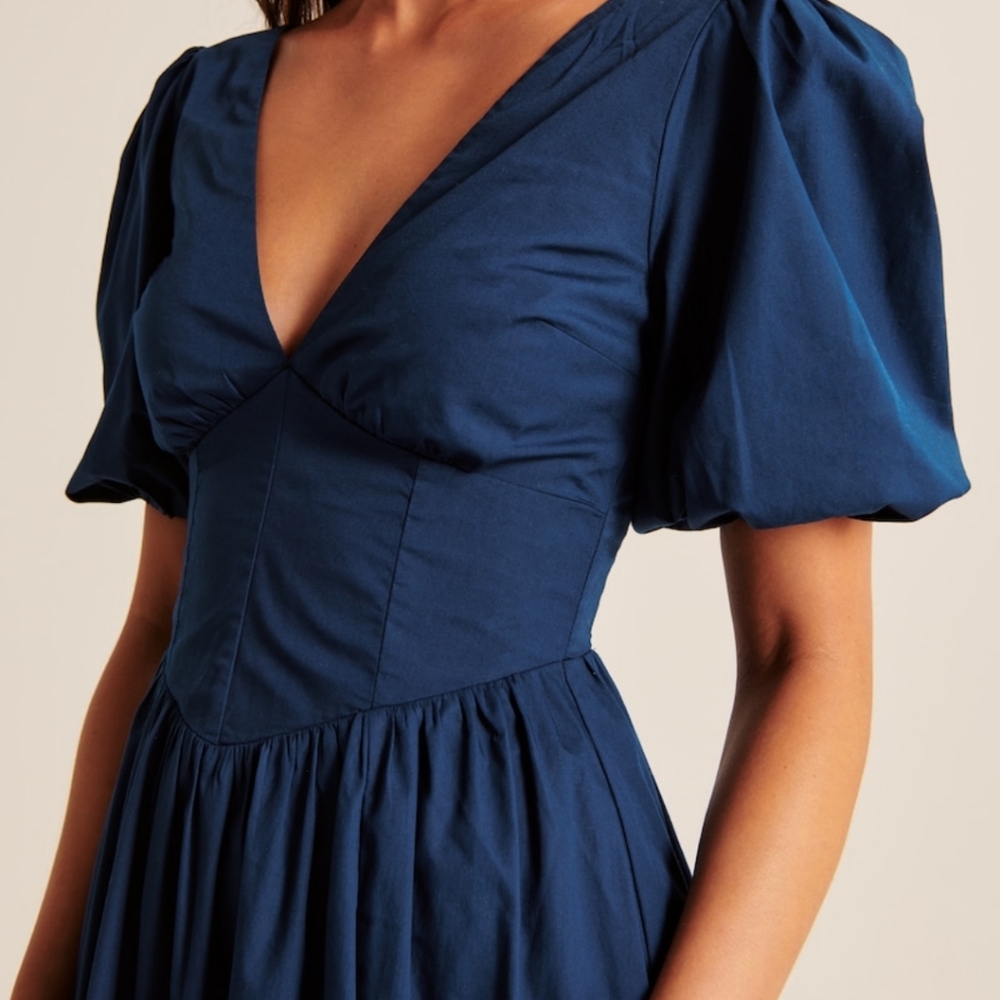 Abercrombie puff sleeve corset midi dress
